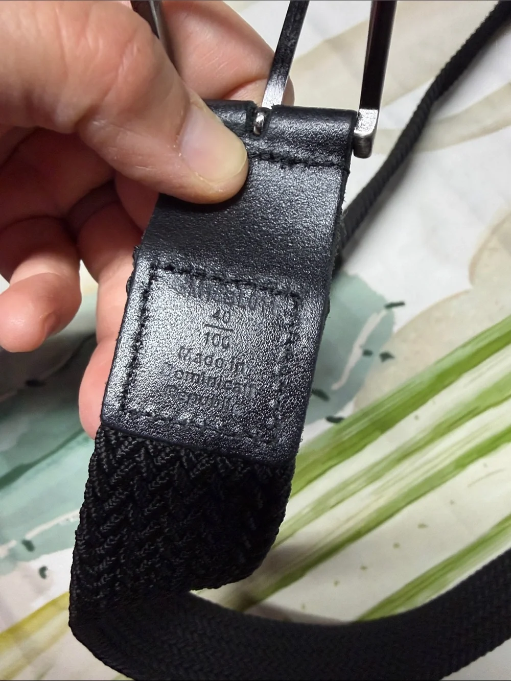 Black Braided Men’s Belt with Silver Buckle sz 40